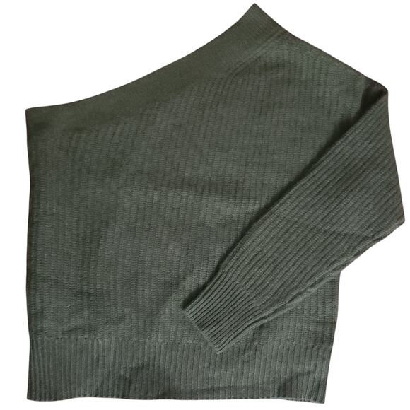 360 Cashmere Lena Sweater One Shoulder Olive Green X Small Medium NWT | MSRP$403 - Picture 3 of 6